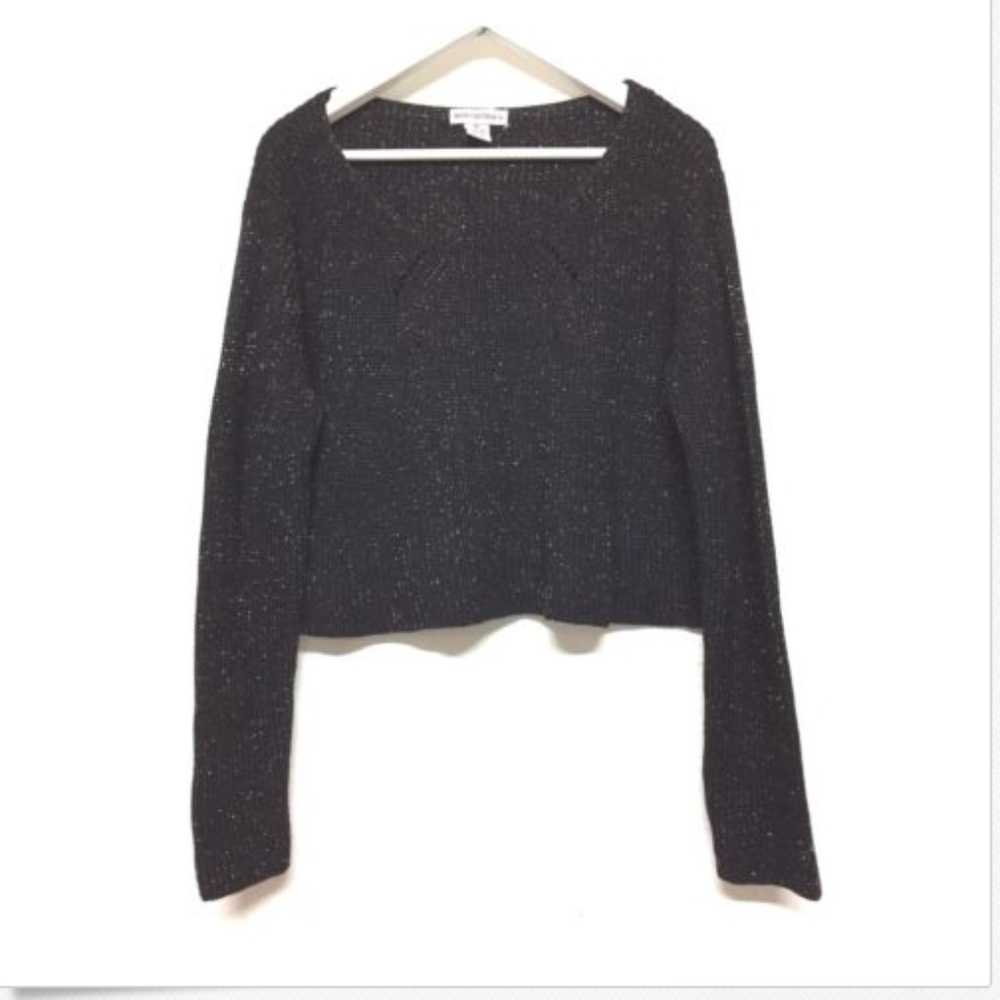 Body Central Women's Metallic Black Knit Sweater